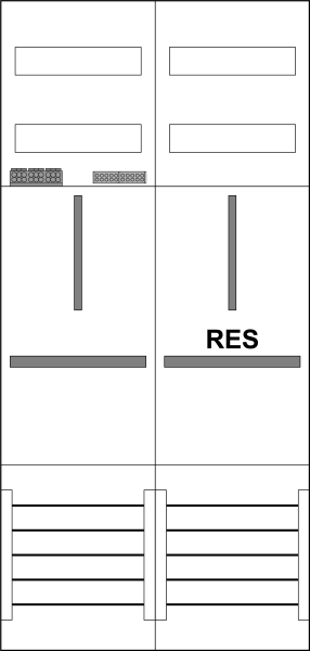Zählerfeld 2-feldrig, H=1050mm, 1-3.HZ, 1 Res., Z1BR1B