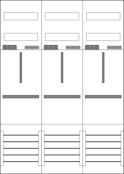 Zählerfeld 3-feldrig, H=1050mm, 3-3.HZ, Z31B