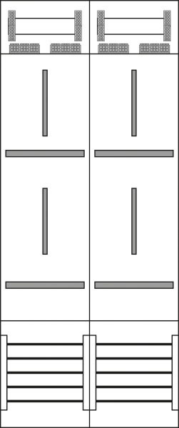 Zählerfeld 2-feldrig, H=1200mm, 4-3.HZ, Z215
