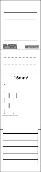 Zählerfeld 1-feldrig, H=1050mm, 1-eHZ 16mm² lange Kabel, 1 Res, ER6-16L