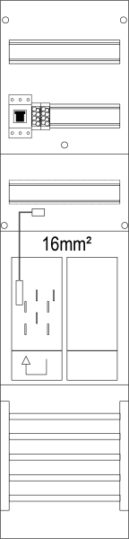 Zählerfeld 1-feldrig, H=1050mm, 1-eHZ 16mm² lange Kabel, DS, HSP, ER6DS-16L-HSP